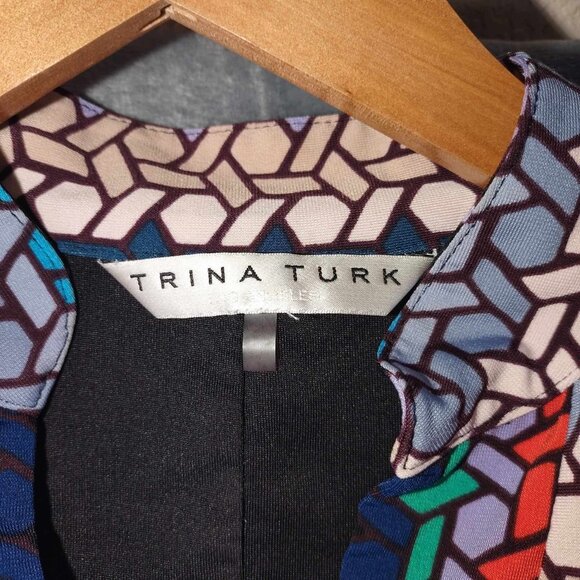 Trina Trunk Women Black Geometric Printed Jersey Office Resort-wear Church Dress - Picture 2 of 11